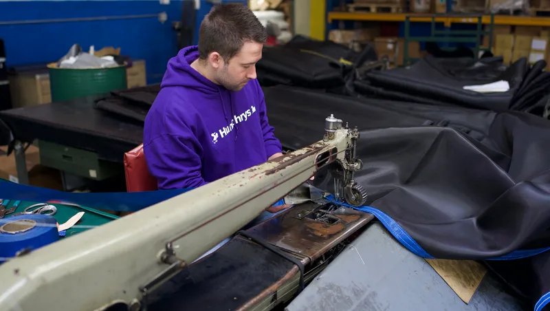 Humphrys Industrial Tarp Sewing and Reinforcement Process at Gosport Manufacturing Facility
