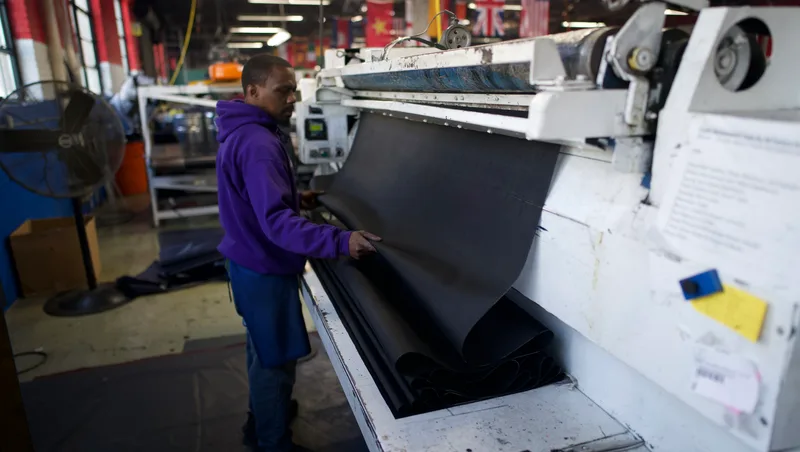 Humphrys Automated Precision Tarp Cutting Equipment at Gosport Manufacturing Facility