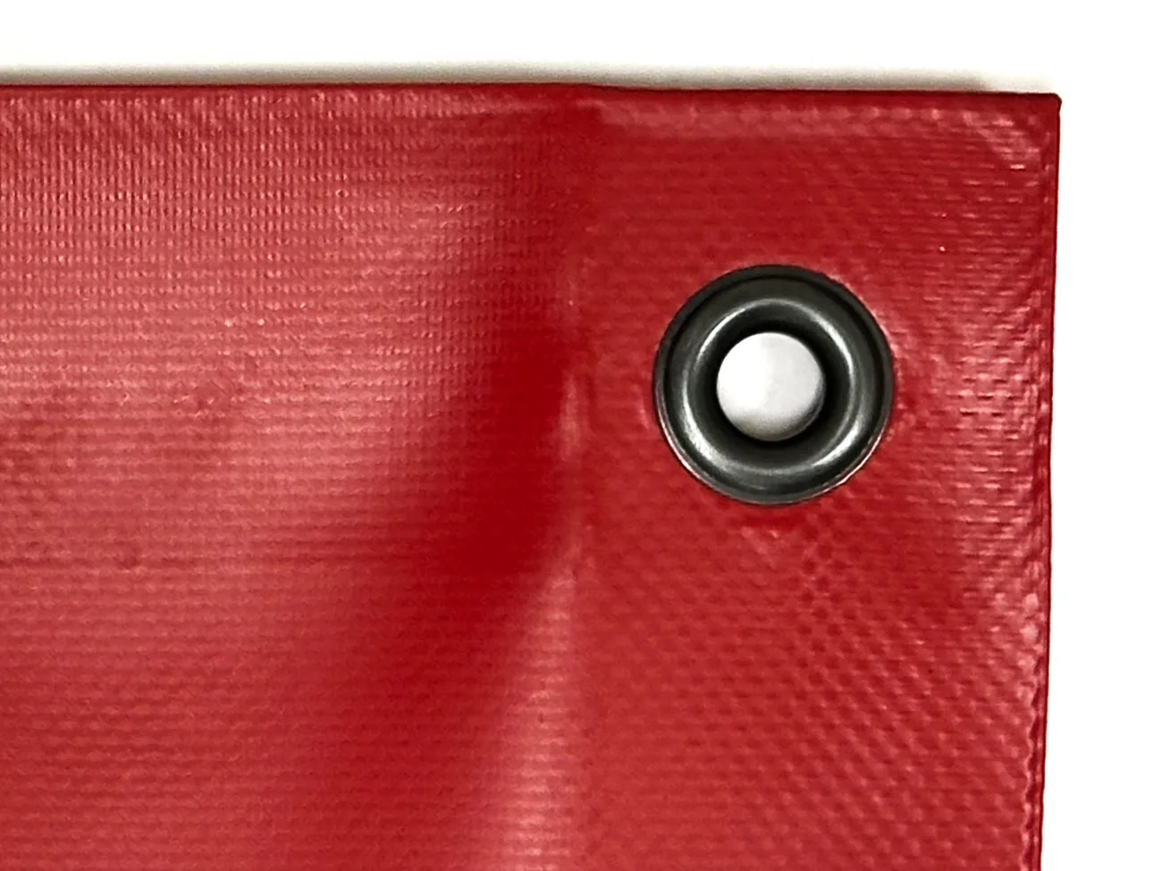 black pvd coated grommet in fr red vinyl tarp